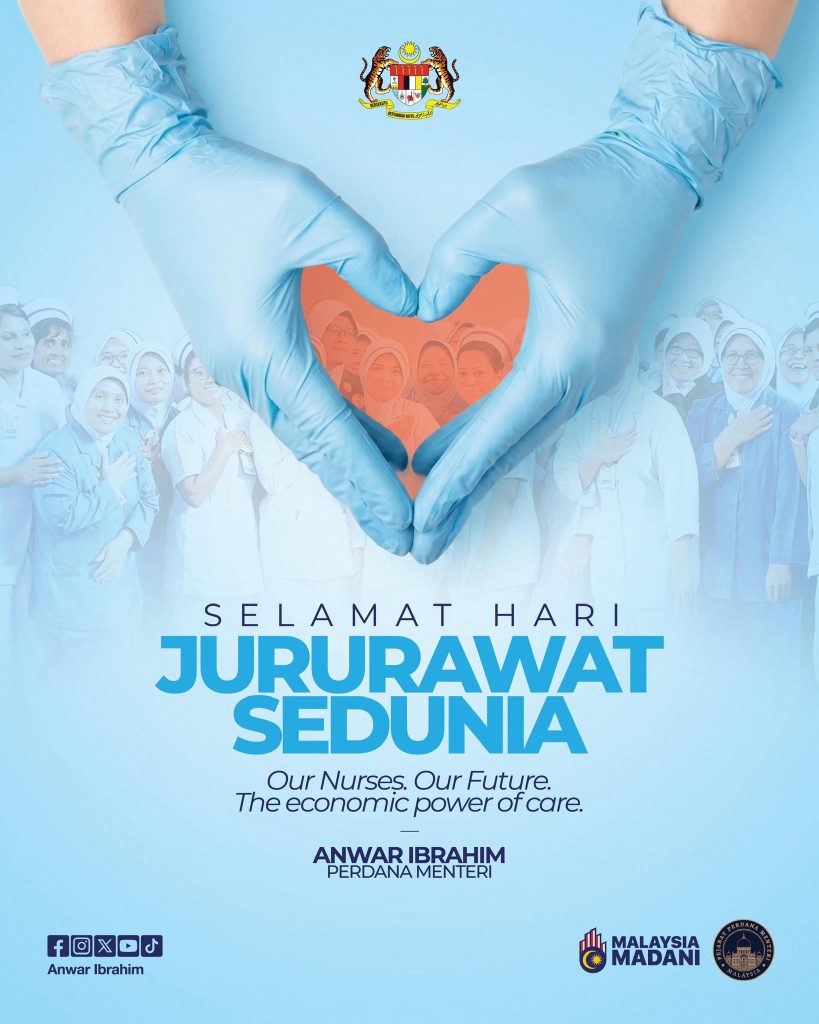 KUALA LUMPUR, 12 MAY -- Anwar Ibrahim today expressed his deepest appreciation to nurses across the country in conjunction with International Nurses Day, describing them as among the earliest and most compassionate figures present throughout every stage of human life. In his message, Anwar said nurses are often the first individuals to welcome a person into the world, standing beside mothers during childbirth, hearing a newborn’s first cry, and continuing to care for patients through moments of illness and hardship until the final stages of life. The Prime Minister noted that nearly every individual has experienced the kindness and dedication of a nurse, whether through comforting patients in pain, calming frightened children, or providing emotional strength to anxious families. He also highlighted the vital role nurses play in supporting the healthcare system, stressing that their experience, precision, and commitment are essential in helping doctors deliver the best possible treatment to patients. Anwar described nursing as a noble profession that demands immense sacrifice, emotional resilience, and sincerity, adding that the contributions of nurses are often beyond words but carry immense value for both the people and the nation. “Thank you for all your services and sacrifices. Happy International Nurses Day,” he said. -- MINUTESMY -- SOURCE: FB ANWAR IBRAHIM