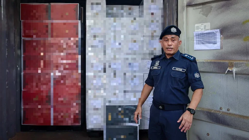 JOHOR BAHRU: The Royal Malaysian Customs Department (JKDM) Johor seized 12 million smuggled white cigarettes worth RM13.46 million at a warehouse in the Free Zone Area, Tanjung Pelepas Port (PTP), Gelang Patah near Iskandar Puteri on June 8. Its director Aminul Izmeer Mohd Sohaimi said all the cigarettes were found at 2.30pm in a container following an inspection by the Container Control Unit (CCU), Gelang Patah Enforcement Branch. He said investigations found that the container from China transited through PTP before going to its final destination in Lisbon, Portugal. "A check found that the container was declared via the transhipment manifest form as carrying Photovoltaic System Components or solar panel components. "However, the syndicate involved is believed to have made false declarations regarding trade to smuggle undeclared cigarettes," he said at a press conference here today. The cigarettes are estimated to be worth RM4.8 million with estimated duties and taxes amounting to RM8.66 million, bringing the total value of the seizure to RM13.46 million. He said investigations were underway to track down the syndicate and the owner of the warehouse premises to assist in the investigation under Section 133(1)(a) of the Customs Act 1967. -- BERNAMA