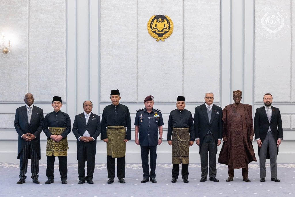 KUALA LUMPUR, July 14 -- His Majesty Sultan Ibrahim, King of Malaysia, today received the credentials of six newly appointed foreign heads of mission to Malaysia and presented appointment credentials to five Malaysian ambassadors who will serve abroad. The King graced the Presentation of Credentials Ceremony held at Istana Negara, where six foreign representatives formally presented their credentials as heads of diplomatic missions in Malaysia. The newly appointed foreign envoys are His Excellency Rabin Gungoo, High Commissioner of Mauritius; His Excellency Nevzat Uyanik, Ambassador of the Republic of Türkiye; and His Excellency Dato’ Paduka Abdur Rahmani Dato’ Paduka Haji Basir, High Commissioner of Brunei Darussalam. Also presenting their credentials were His Excellency Ahmed Olatunji Sulu Gambari, High Commissioner of the Federal Republic of Nigeria; His Excellency Raymond Serge Bale, Ambassador of the Republic of Congo; and His Excellency Ermal Muca, Ambassador of the Republic of Albania. During the same ceremony, Sultan Ibrahim also conferred appointment credentials on five Malaysian heads of mission who will represent the country overseas. They include His Excellency Dato' Muzafar Shah Mustafa, Ambassador of Malaysia to the Republic of Indonesia; His Excellency Jamal Sharifuddin Johan, Ambassador of Malaysia to Vietnam; and His Excellency Muhammad Radzi Jamaluddin, Ambassador of Malaysia to Mexico. The King also appointed His Excellency Dato’ Shahabudeen Adam Shah as Ambassador of Malaysia to Italy and His Excellency Edi Irwan Mahmud as Ambassador of Malaysia to Morocco. Also present at the ceremony were Foreign Minister Datuk Seri Utama Mohamad Hasan and Foreign Ministry Secretary-General Tan Sri Amran Mohamed Zin. The presentation of credentials ceremony reflects Malaysia’s continued commitment to strengthening diplomatic relations and enhancing cooperation with countries around the world. -- MINUTESMY
