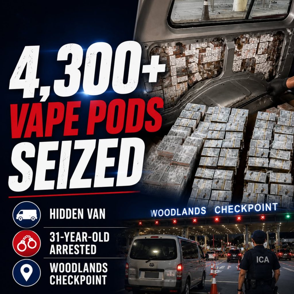 Malaysian Man Arrested After Over 4,300 Vape Pods Found Hidden in Van at Singapore Checkpoint