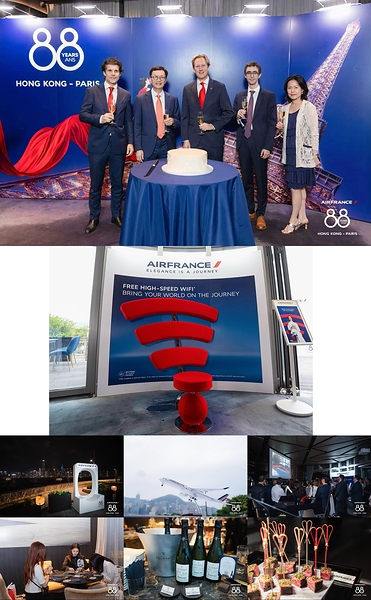 Air France representatives celebrate the 88th anniversary of the Paris–Hong Kong route in Hong Kong.