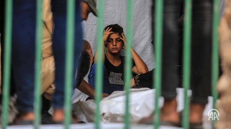 Displaced Palestinian families in Gaza amid the ongoing humanitarian crisis.