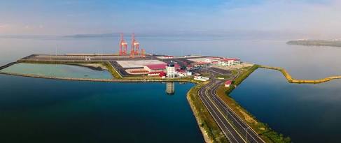 Aerial view of POIC Lahad Datu industrial port in Sabah, Malaysia.